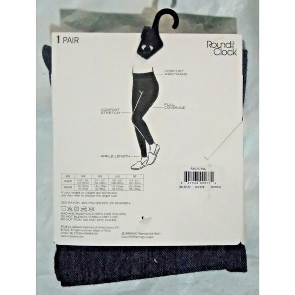 Ladies Ankle length Blue Denim Wash Legging Size M/L by Round the Clock - Picture 4 of 5